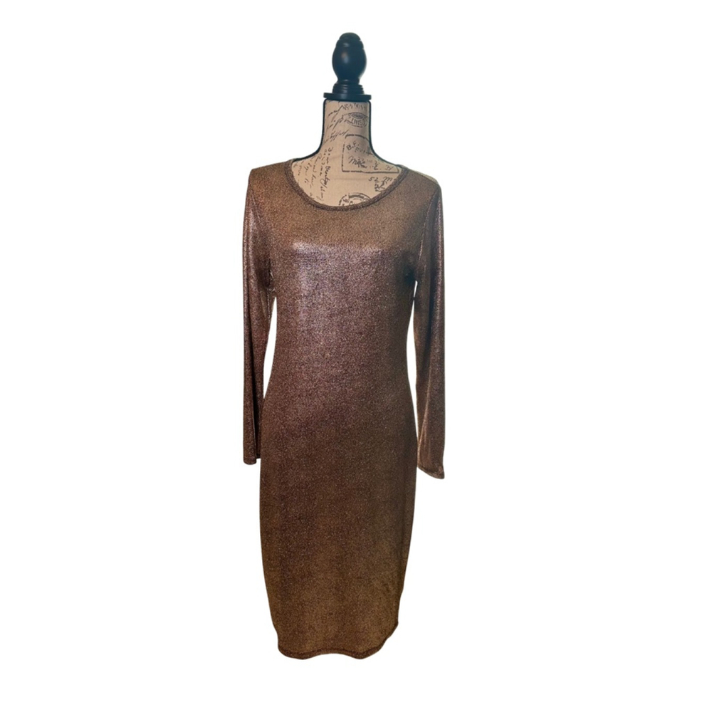 LuLaRoe Size Medium Rose Gold Foil Debbie Dress